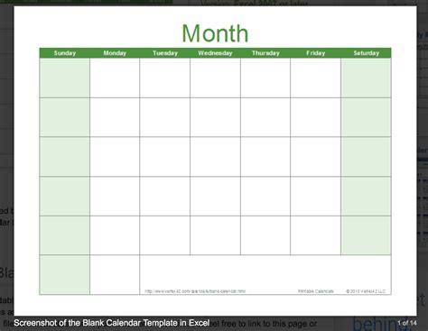 Blank calendar template