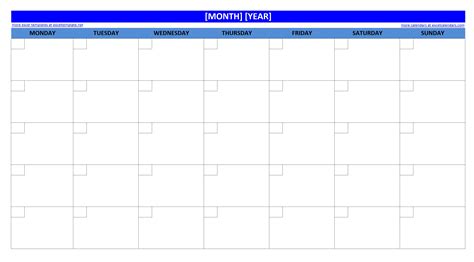 Blank Calendar Templates for Excel