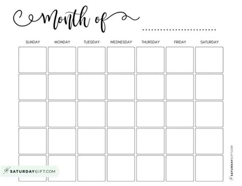 Blank Printable Calendar Image 3