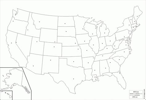 Blank United States Map Printable with Capitals