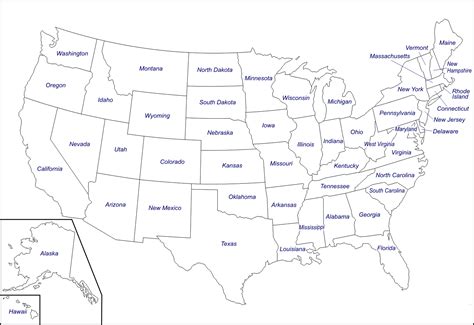 Blank United States Map Printable with Cities