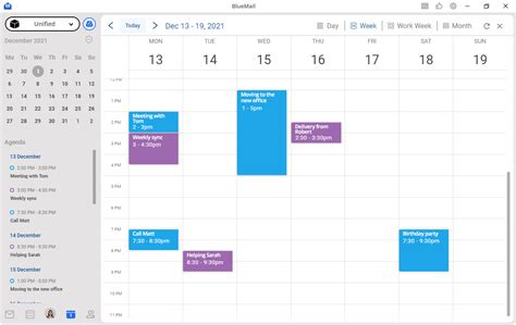 BlueMail Calendar Events