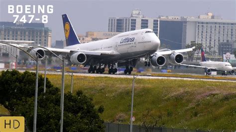 An image of the Boeing 747-8 landing