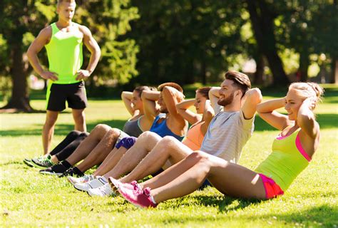 Fitness boot camp participants in action