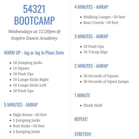 Boot camp workout example