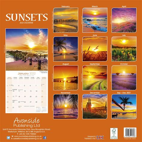 Boston Sunset Calendar