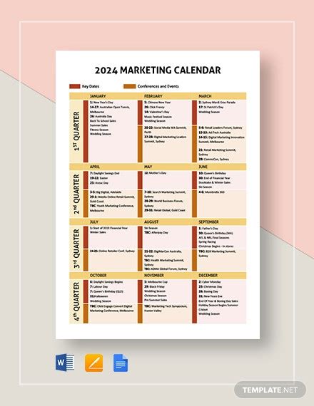 Example of a brand calendar