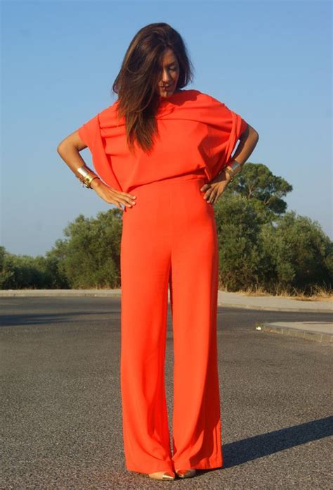 Brightly colored jumpsuit with platform Air Force 1