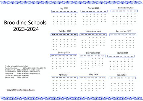 Brookline Schools Calendar