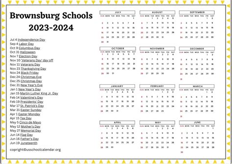 Brownsburg Schools Calendar Image 1