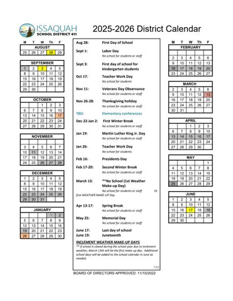 BSD405 School Calendar Image 10