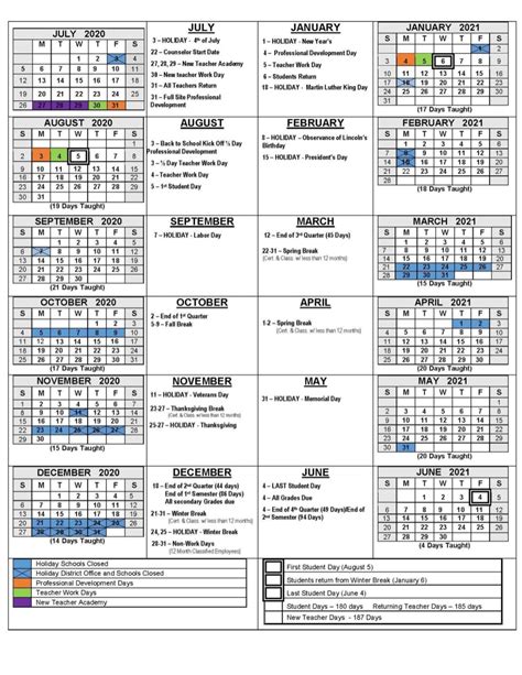 BSU Calendar Overview