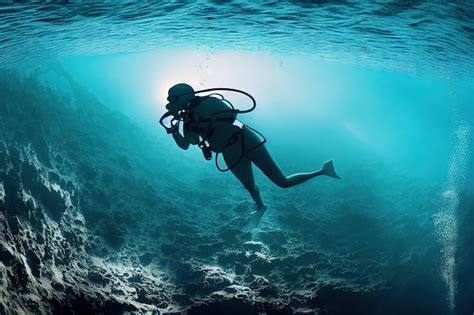 Buzo en un entorno submarino en una inmersión