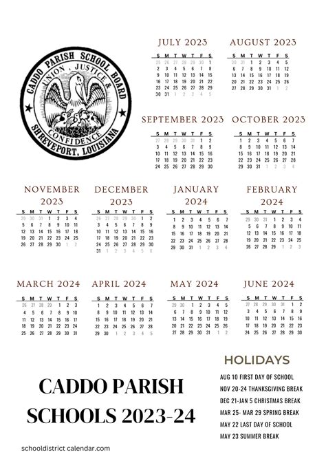 Caddo Parish School Calendar Image 3