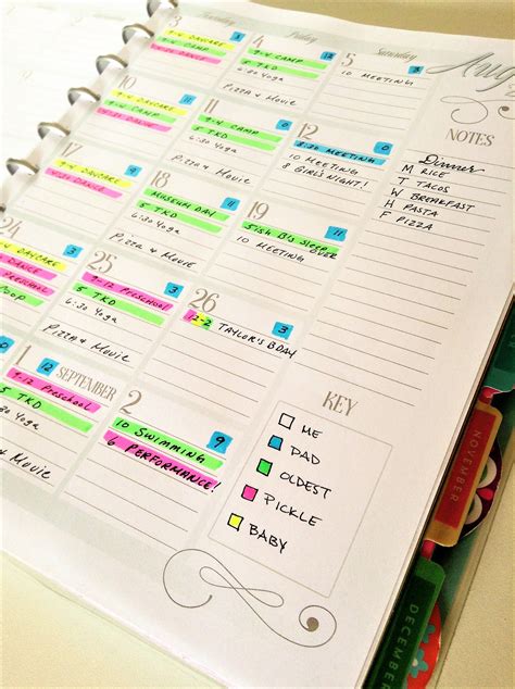 Calendar organization