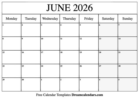 Calendar Planning June 2026