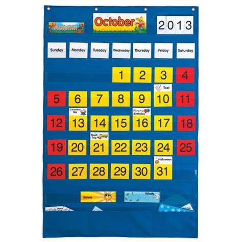 Calendar Pocket Chart Organizer Template