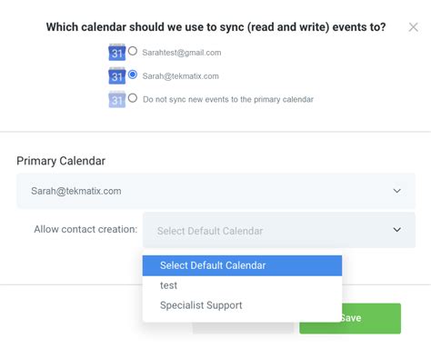 Calendar Sync Options