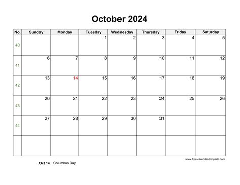 Calendar Templates for October 2024