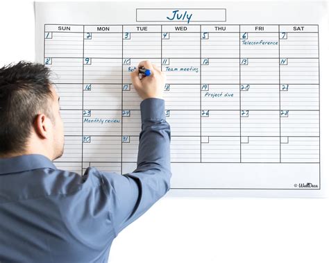 Calendar whiteboard for personal use