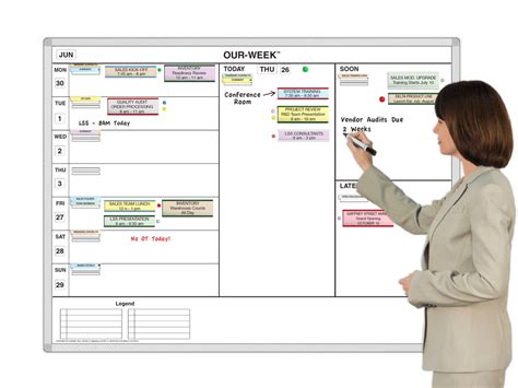 Calendar whiteboard for project management