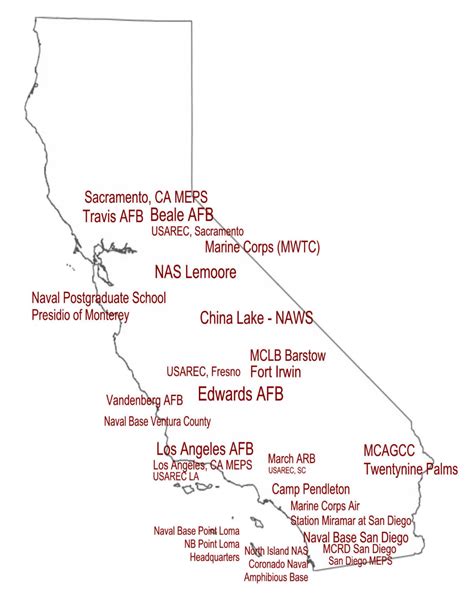 California Military Base Map