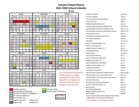 Canyons School District Calendar