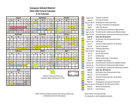 Canyons School District Calendar