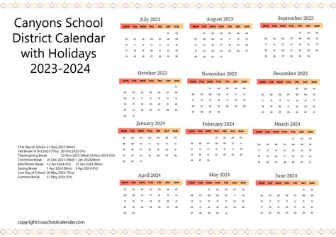 Canyons School District Key Dates