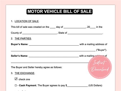 Car Bill of Sale Paperwork