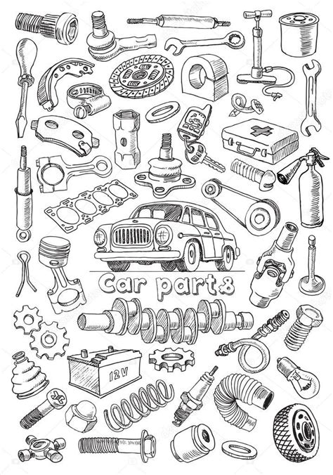 Car parts coloring page