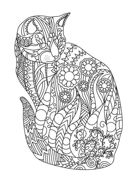 Cat Coloring Page for Adults