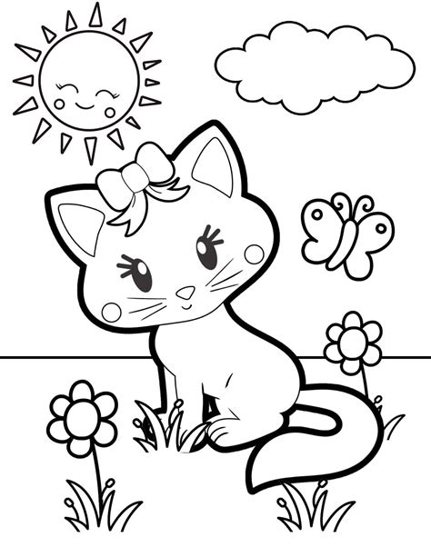 Cat Coloring Page for Kids