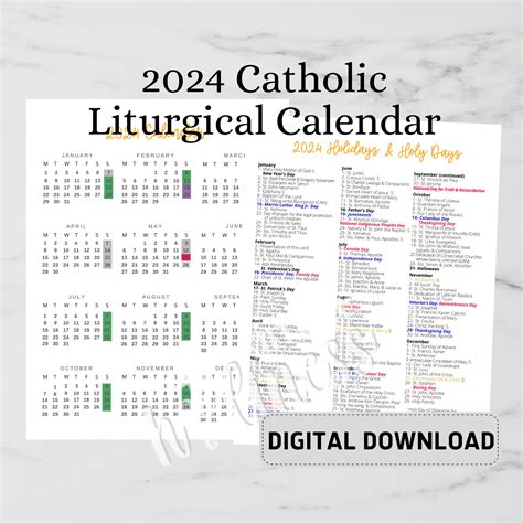 Catholic Calendar Formats Image