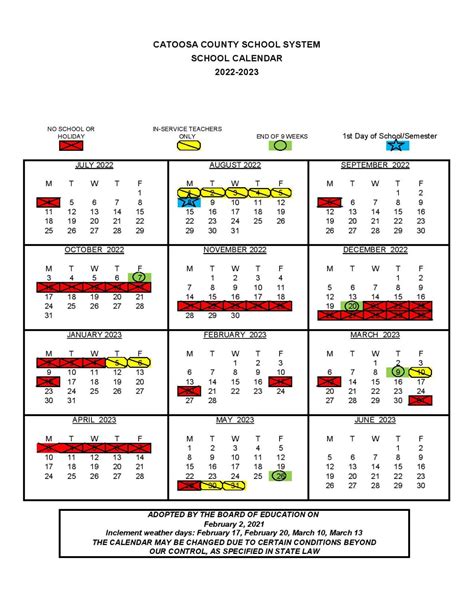 Catoosa County Schools Ga Calendar Layout