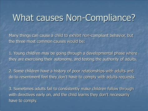 Causes of Non-Compliance