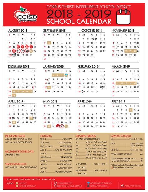 CCISD School Calendar Image 2