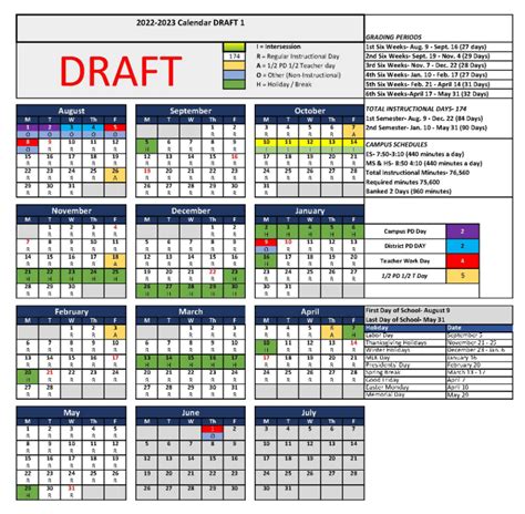 CCISD School Calendar Key Features