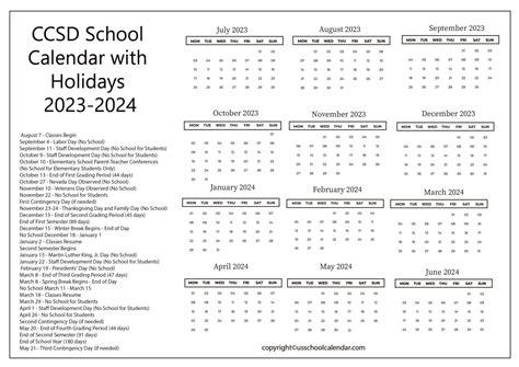 CCSD Calendar Resources