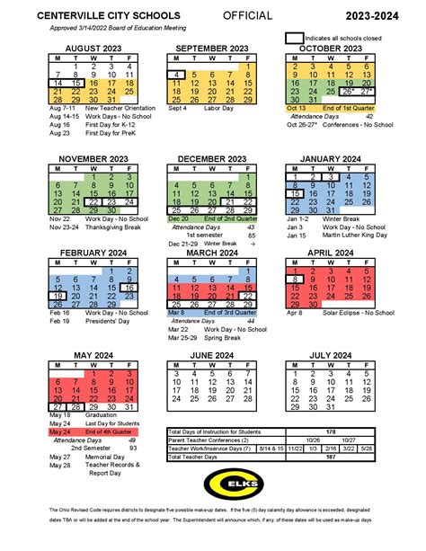 Centerville City Schools Calendar Image 3