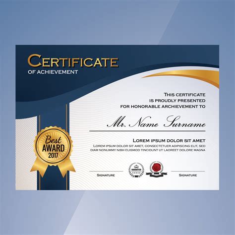 Certificate of achievement template