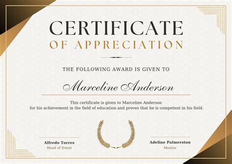 Certificate of appreciation template