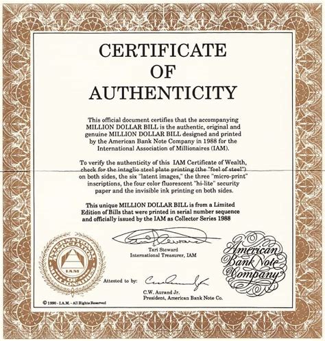 Certificates of Authenticity