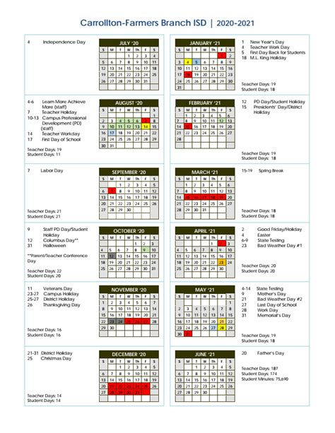 CFB ISD Calendar Structure