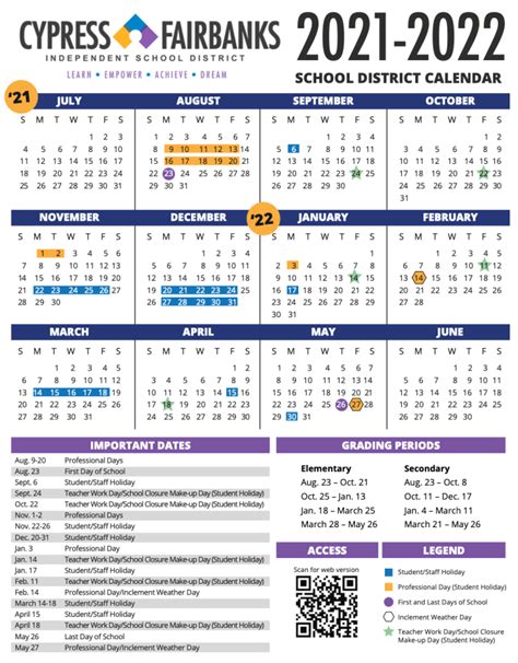 CFISD Calendar Layout