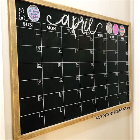 A chalkboard calendar in a home office