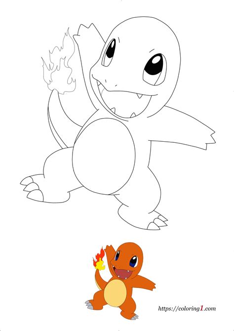 Charmander coloring page for fire-type fans