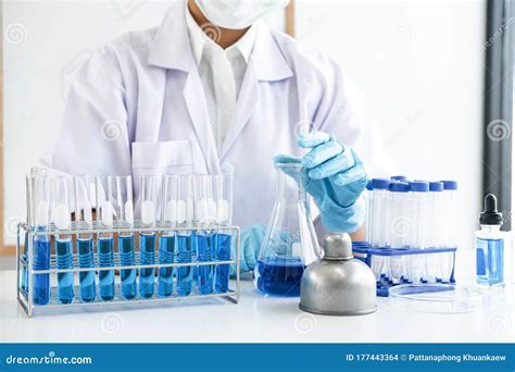 Chemist analyzing data