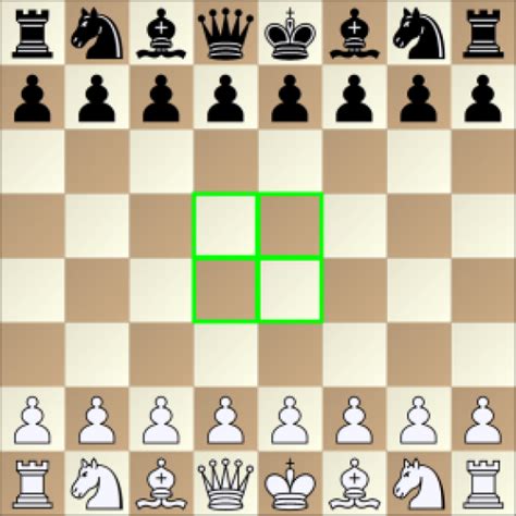 Chess pieces in the center of the board