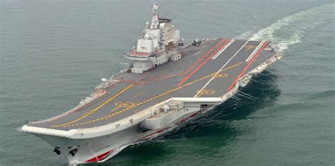 The Shandong, China's second aircraft carrier, undergoing sea trials